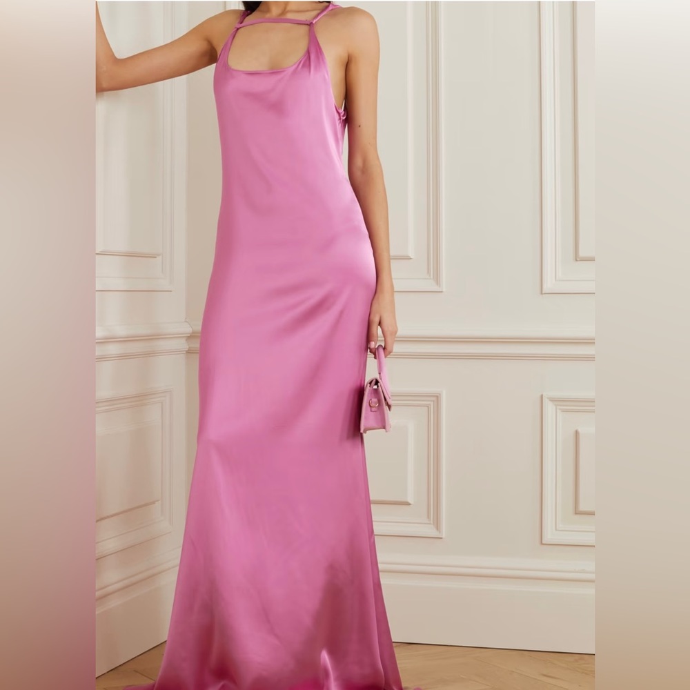 Jacquemus Mentalo open-back silk gown, size 36 Pink